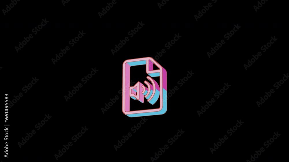 Bright file audio icon is jumping merrily. Retro style. Alpha channel black. Looped from frame 120 to 240, Alpha BW at the end Bright file audio icon is jumping merrily. Retro style. Alpha channel black. Looped from frame 120 to 240, Alpha BW at the end