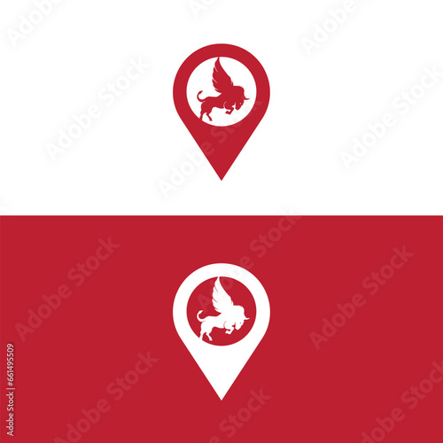 Free Download Bull and wings Logo creative design. flying bull icon Vector Illustration - GFXLoad