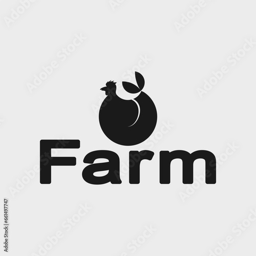 Minimalist and Simple Chicken Farm Logo.chicken farm logo vector illustration design, rooster on fence vintage logo design