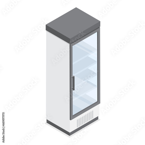 3D Isometric Flat Vector Set of Commercial Display Refrigerators, Retail Shop or Supermarket Equipment. Item 3