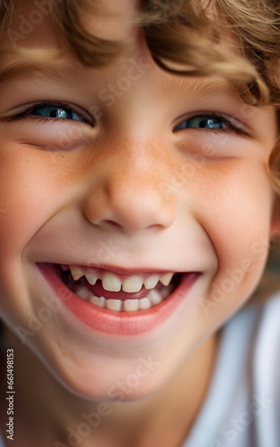 Extreme close-up of a smiling child