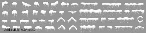 Snow caps, snowballs and snowdrifts set template