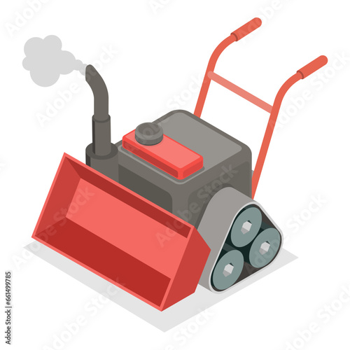 3D Isometric Flat Vector Set of Snowblowers, Equipment for Winter Season. Item 2