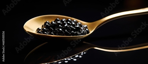 Spoon with beluga caviar With copyspace for text