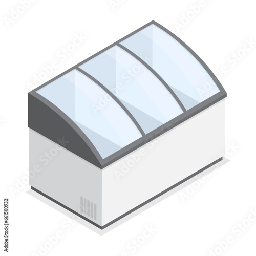 3D Isometric Flat Vector Set of Commercial Display Refrigerators, Retail Shop or Supermarket Equipment. Item 4