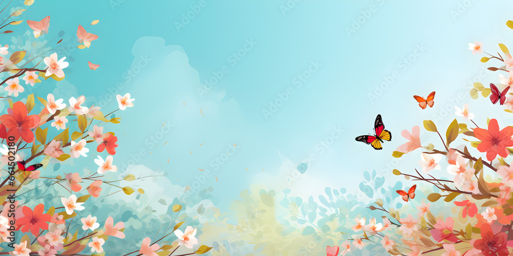 Spting background with butterfly Stock Illustration | Adobe Stock