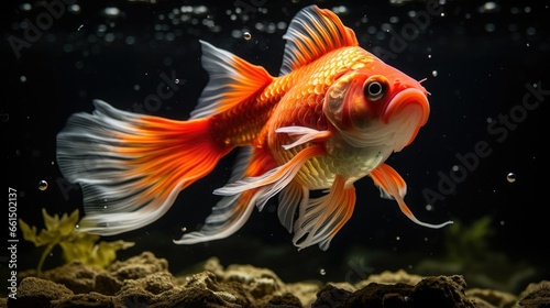Beautiful gold fish in aquarium life