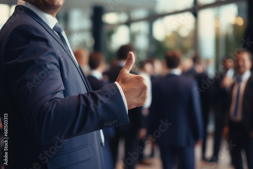 Thumbs up from a supervisor - Positive feedback and salary raise - Business Environment Close Up - AI Generated