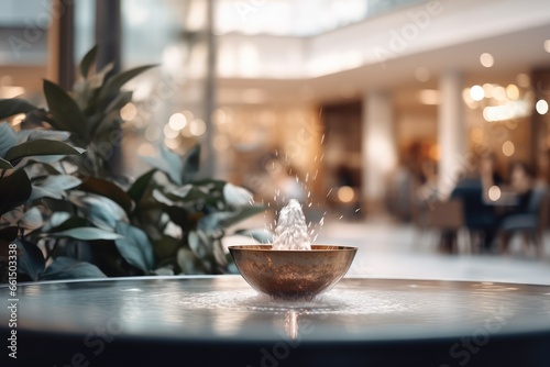 water fountain centerpiece in a mall - Mall Oasis - AI Generated