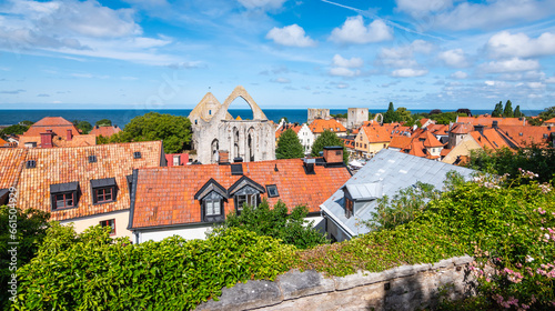 Visby, old town on the Island of Gotland, Sweden. photo