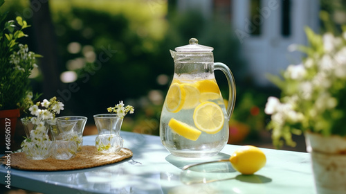 Lemon iced tea on the glass for summer concept drinks