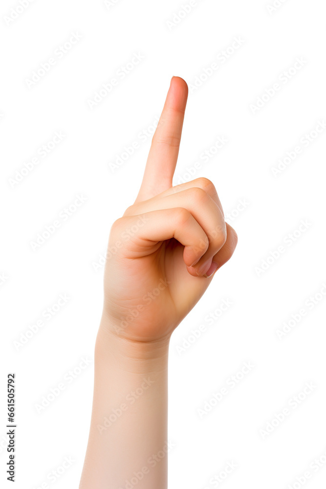 a Child's hand pointing, touching, pressing or counting isolated on white background a Child's hand pointing, touching, pressing or counting isolated on white background