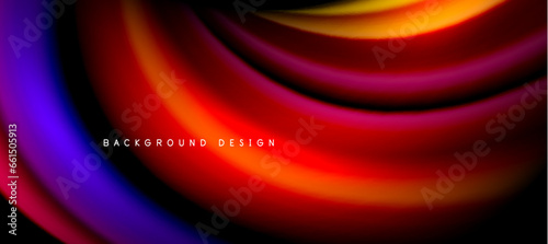 Rainbow color wave lines on black. Techno or business abstract background for posters, covers, banners, brochures, websites