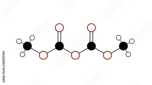 dimethyl dicarbonate molecule, structural chemical formula, ball-and-stick model, isolated image preservative e242 photo