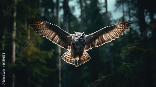 Flying Great Grey Owl
