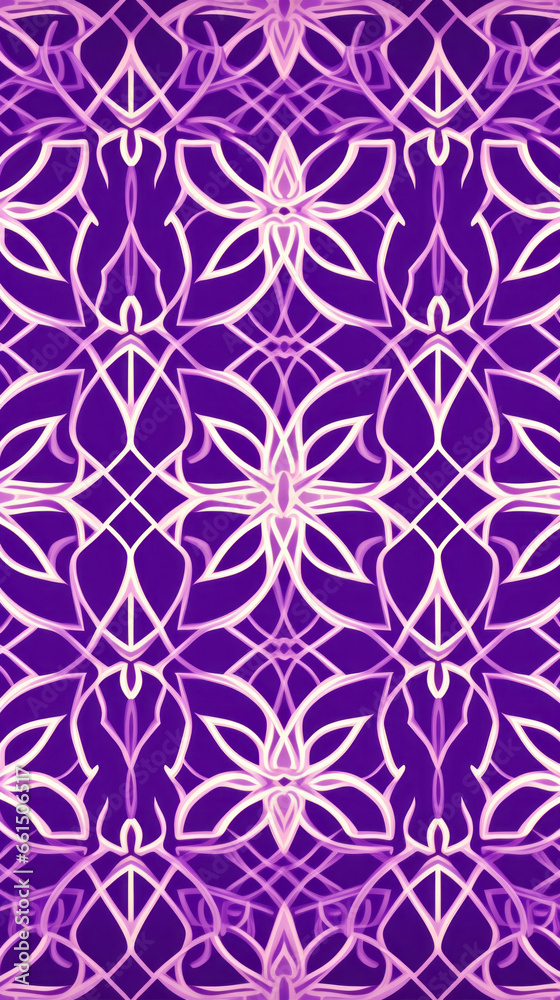 Fototapeta premium Purple ceramic tiles decorative design, illustration for floor, wall, kitchen interior, textile