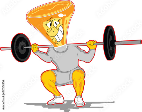 Silly Lab bottle head lifting weights