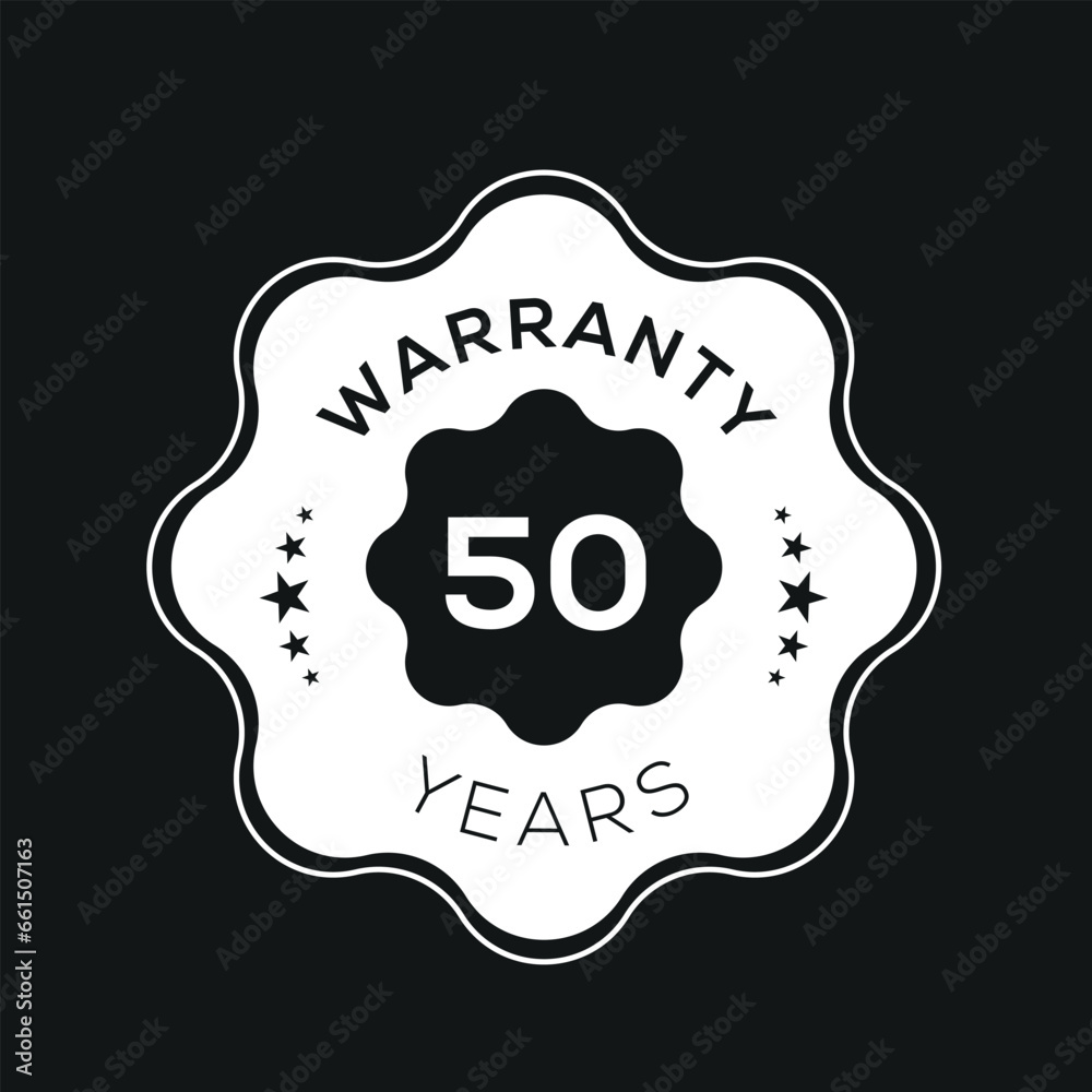 50 years warranty seal stamp, vector label.