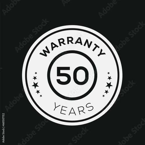 50 years warranty seal stamp, vector label.