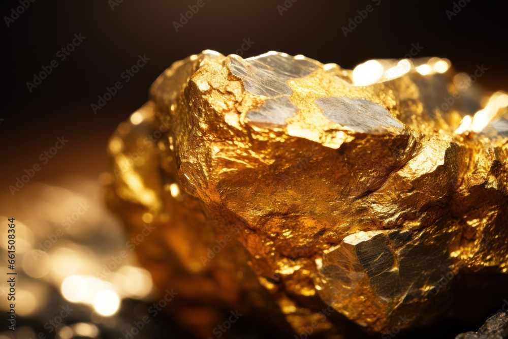 macro shot of a gold nugget.