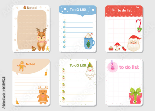 design elements for Christmas notebook, diary, stickers and other template. vector, illustration.