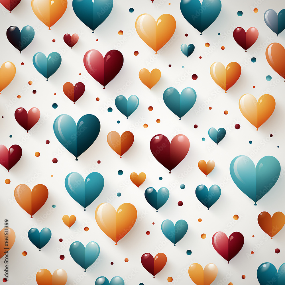 Seamless pattern with colorful hearts on Valentine's Day, Generative AI	