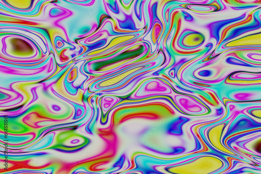 Rainbow dynamic wave curves. Abstract background. 3D rendering