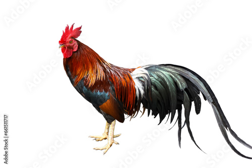 Photo The fighting cock is beautiful pet animal on white background have path