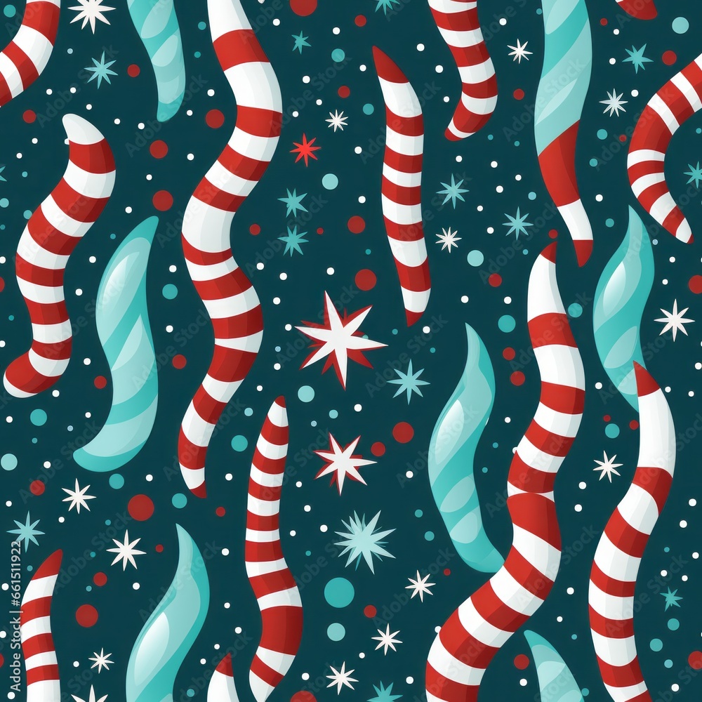 Obraz premium A colorful seamless holiday pattern for Christmas gift decorating