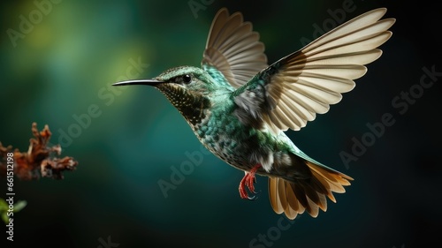 Green Bird in Flight Against a Solid Background © Alexander Beker