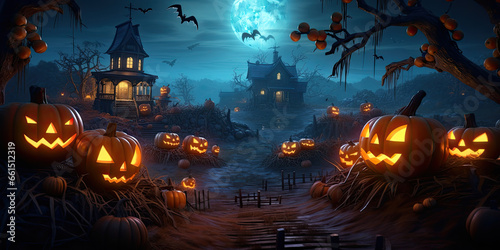 halloween background with pumpkins. © Anciens