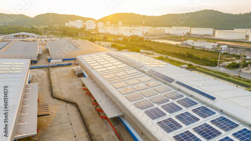 Photography Solar Panels on Warehouse Factory
