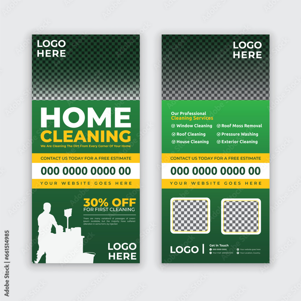 Home cleaning service Dl flyer template or rack card for roof cleaning