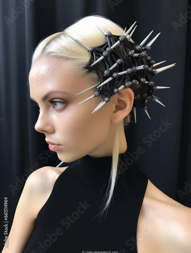 Obraz A Photo of a Hairdresser with 3D Printed Hair Accessories