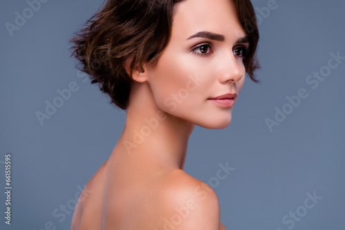 Obraz na plátně Close up photo of stunning gorgeous lady with perfect clear skin after rejuvenat