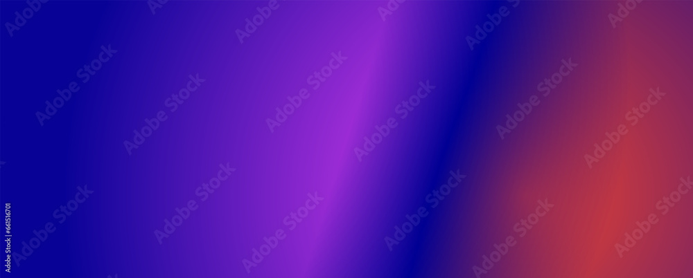 Background with trendy gradient and noise. Violet and Blue and red colors. Glare from lenses, overlay texture. Vector banner with dust and smooth color transition