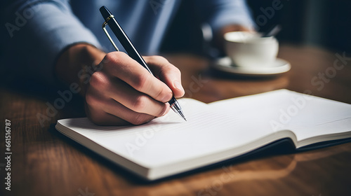 professional person writing on a notebook