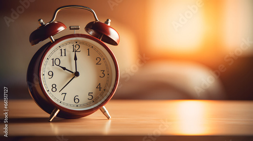 alarm clock on a table