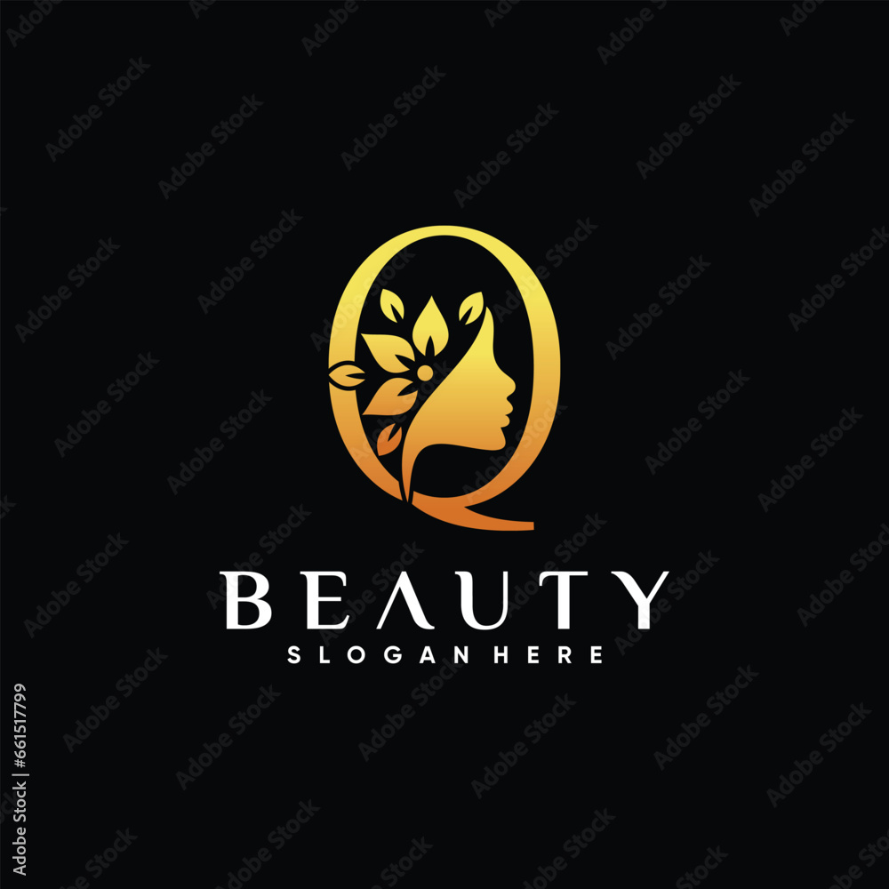 Luxury beauty logo design with golden style color Luxury beauty logo design with golden style color
