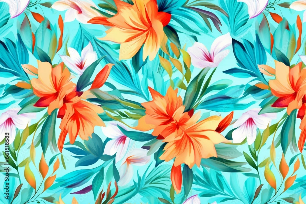 Colorful floral pattern perfect for summer-themed cards and invitations. Generative AI