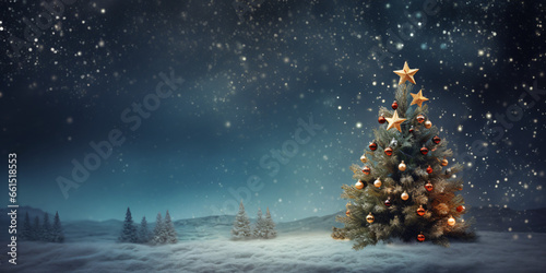 Holiday background with christmas tree photo