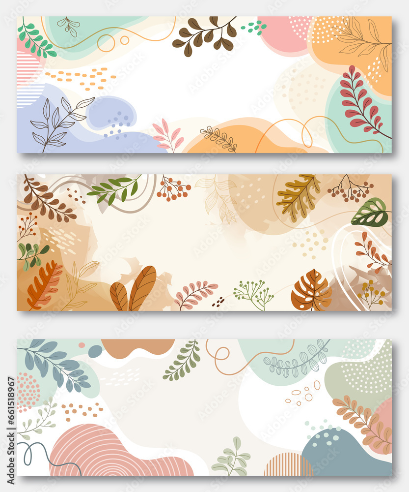 abstract autumn backgrounds for social media stories. Colorful banners with autumn leaves.