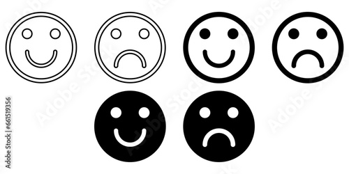 sad and happy emoji icon set