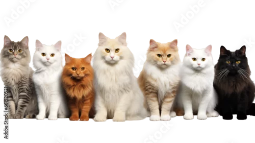 Fototapeta na wymiar Cats, Group, Isolated, Transparent, Background, Felines, Kittens, Pets, Domestic, Cute, Adorable, Playful, Paws, Fur, Whiskers, Clowder, Collection, Animal, Furry, Whiskers, Tabby, Siamese, Ginger