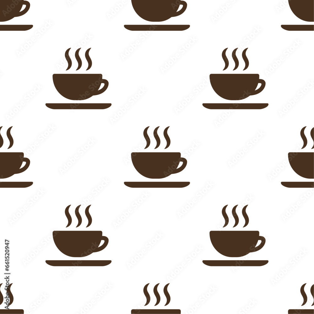 Brown coffee cups on white background. Vector seamless pattern. Best for textile, cafe decor, wallpapers, wrapping paper, package and web design. Brown coffee cups on white background. Vector seamless pattern. Best for textile, cafe decor, wallpapers, wrapping paper, package and web design.