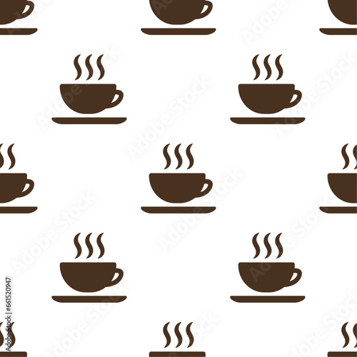 Brown coffee cups on white background. Vector seamless pattern. Best for textile  cafe decor  wallpapers  wrapping paper  package and web design.
