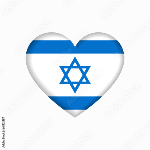 Israeli flag heart-shaped sign. Vector illustration.