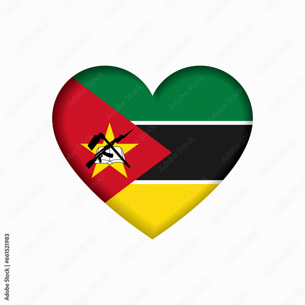 Fototapeta premium Mozambique flag heart-shaped sign. Vector illustration.