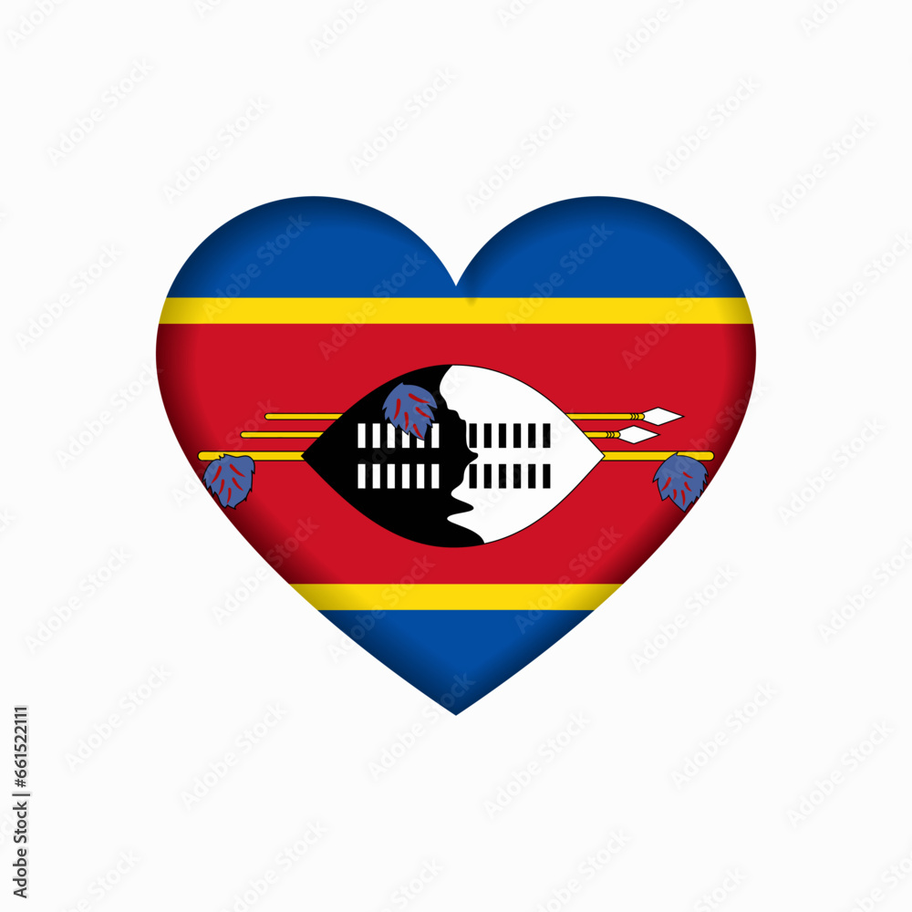 Eswatini flag heart-shaped sign. Vector illustration. Eswatini flag heart-shaped sign. Vector illustration.