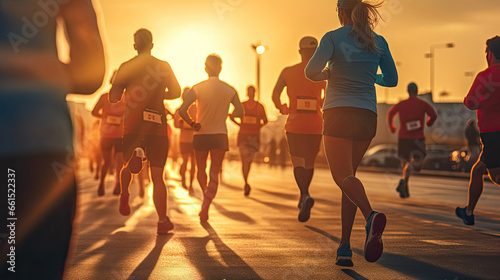 Group of People running. Running festival for health.